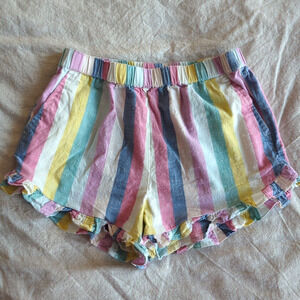Crewcuts Multicolor Striped 100% Cotton Ruffle Casual Pull On Shorts Size 6-7